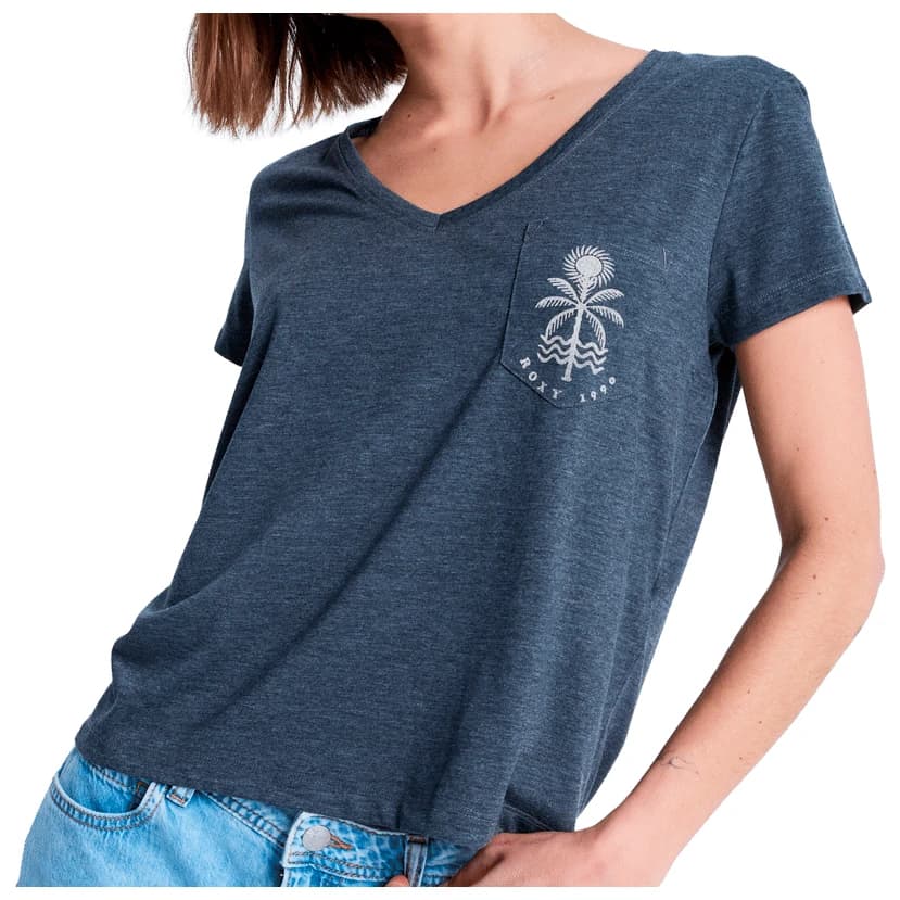 Дамска тениска Roxy Women's Laguna Green V Neck T-shirt - Anthracite