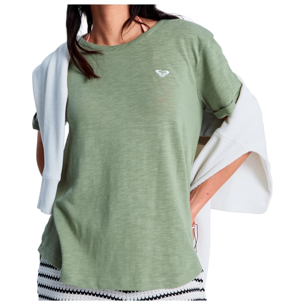 Дамска тениска Roxy Women's Oceanwave Regular Emby T-shirt - Oil Green