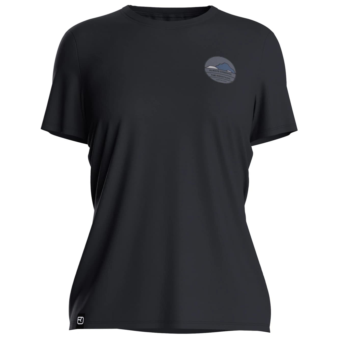 Дамска мериносова блуза Ortovox Women's 120 Cool Tec Choose Mountain T-Shirt Merino shirt - Black Raven