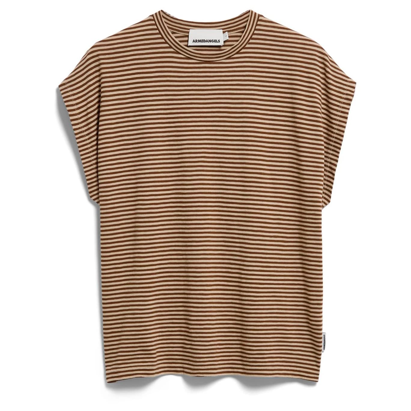 Дамска тениска ARMEDANGELS Women's Slub Jersey Stripe T-shirt - Sand Stone / Dried Palm