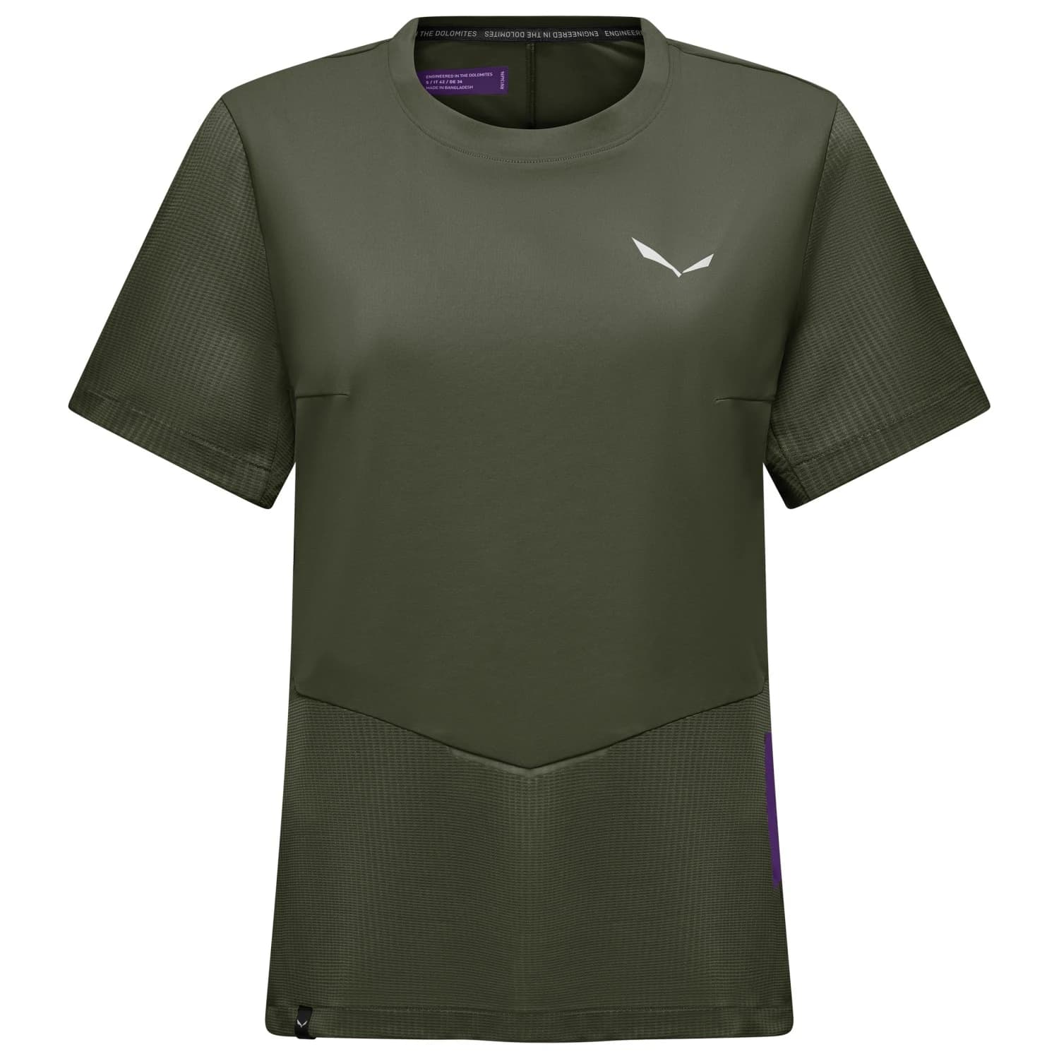 Дамска спортна тениска Salewa Women's Pedroc Dry Hyb T-Shirt Sport shirt - Dark Olive