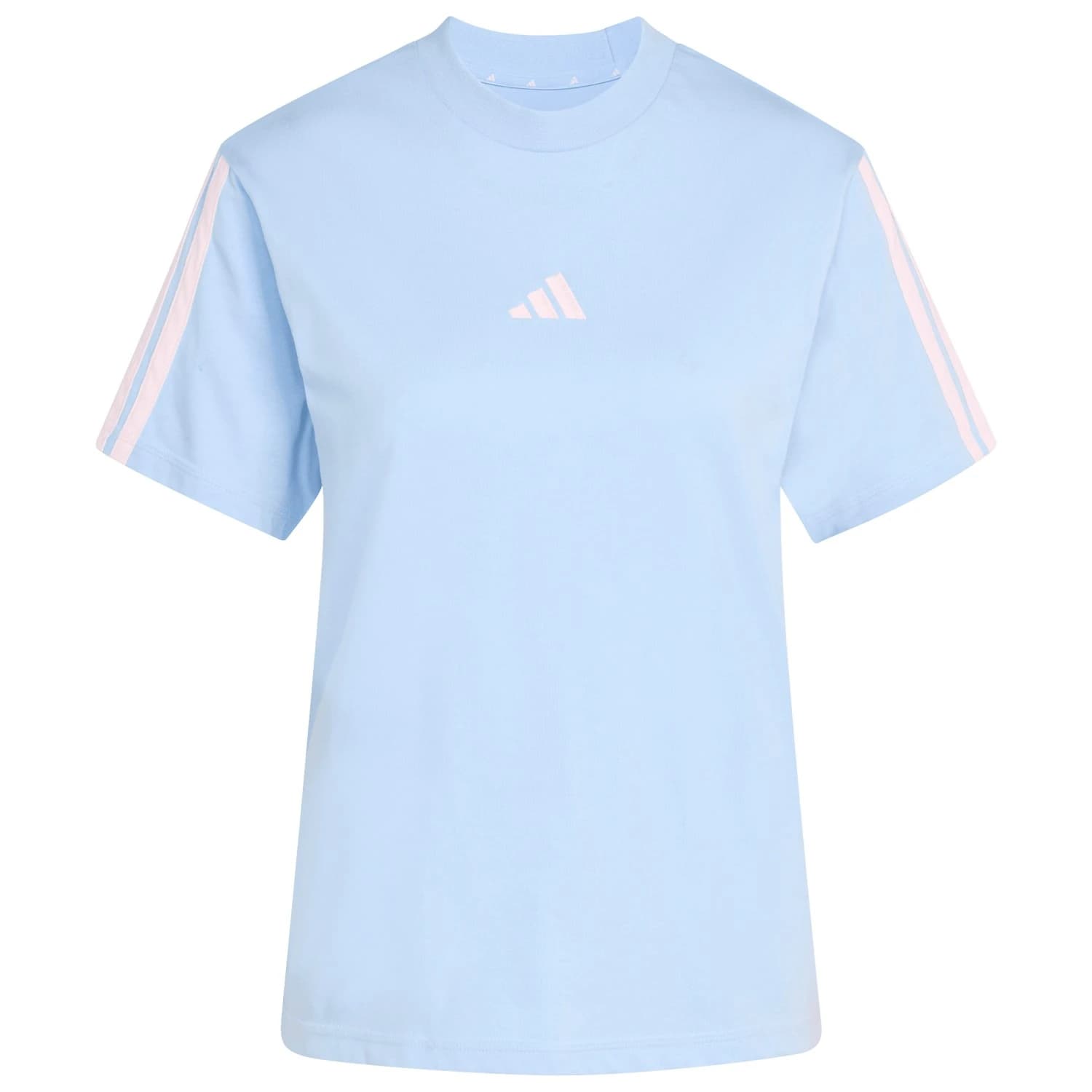 Дамска тениска Adidas Women's 3-Stripes SJ Tee B T-shirt - Glow Blue / Clear Pink