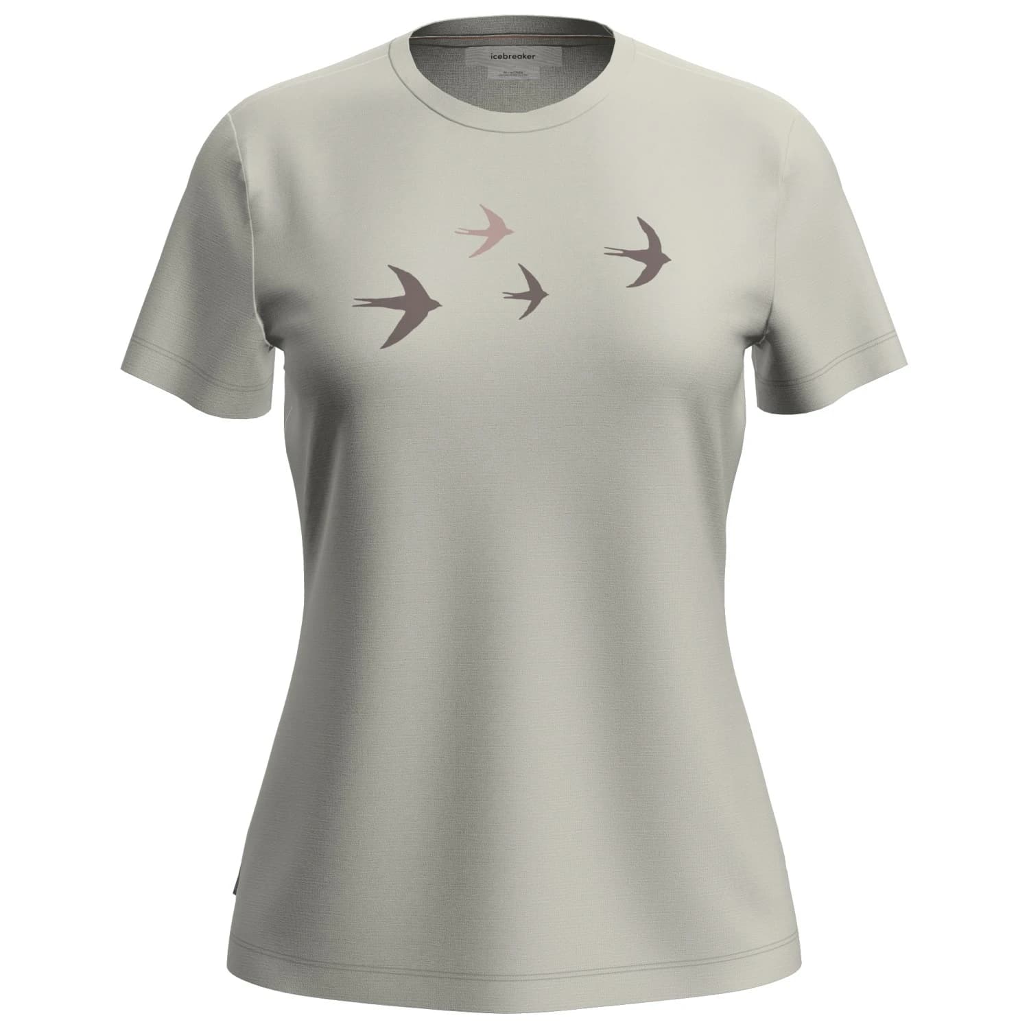 Дамска мериносова блуза Icebreaker Women's Merino 150 Tech Lite S/S Bird Transit Merino shirt - Ecru Heather
