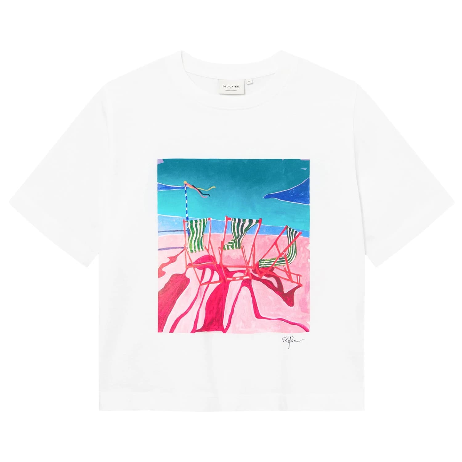 Дамска тениска DEDICATED Women's T-Shirt Vadstena T-shirt - Deck Chairs