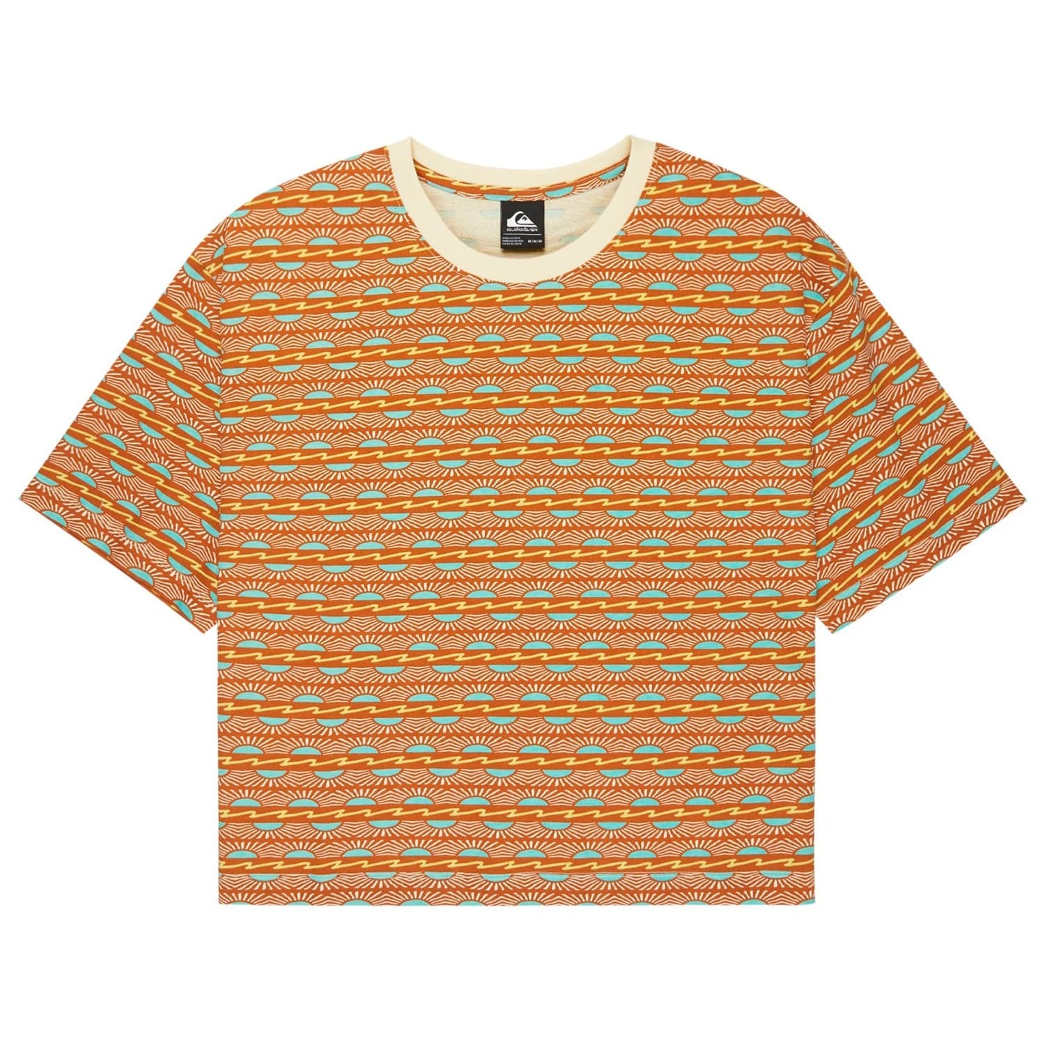 Дамски топ Quiksilver Women's Boyfriend Crop Top - Bone White Horizons QSW Horizons