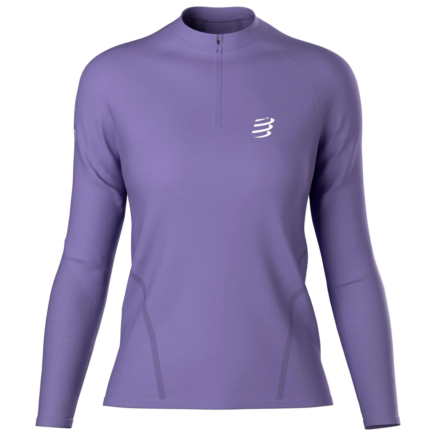 Тениска Compressport Women's Merino Half-Zip L/S Tshirt Running shirt - Aster Purple / Reflective White
