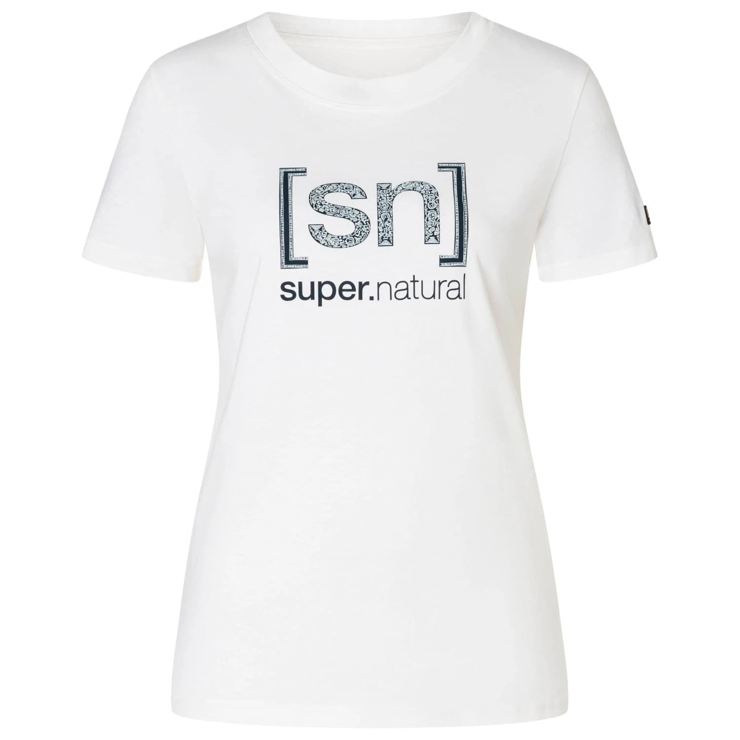 Дамска мериносова блуза super.natural Women's Logo SN Bandana Bio Cotton Tee Merino shirt - White / Blueberry