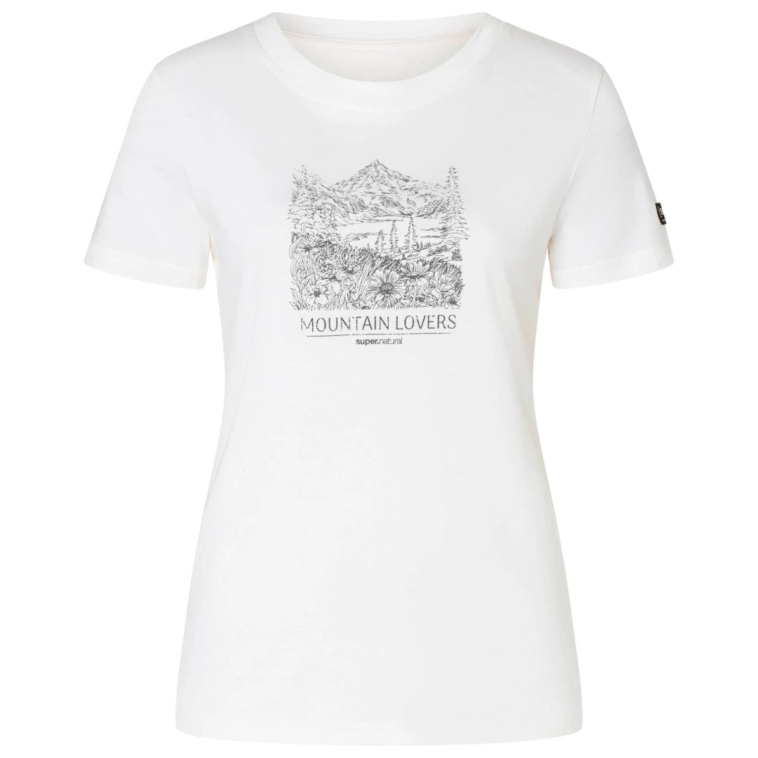 Дамска мериносова блуза super.natural Women's Mountain Lovers Bio Cotton Tee Merino shirt - White / Eucalyptus