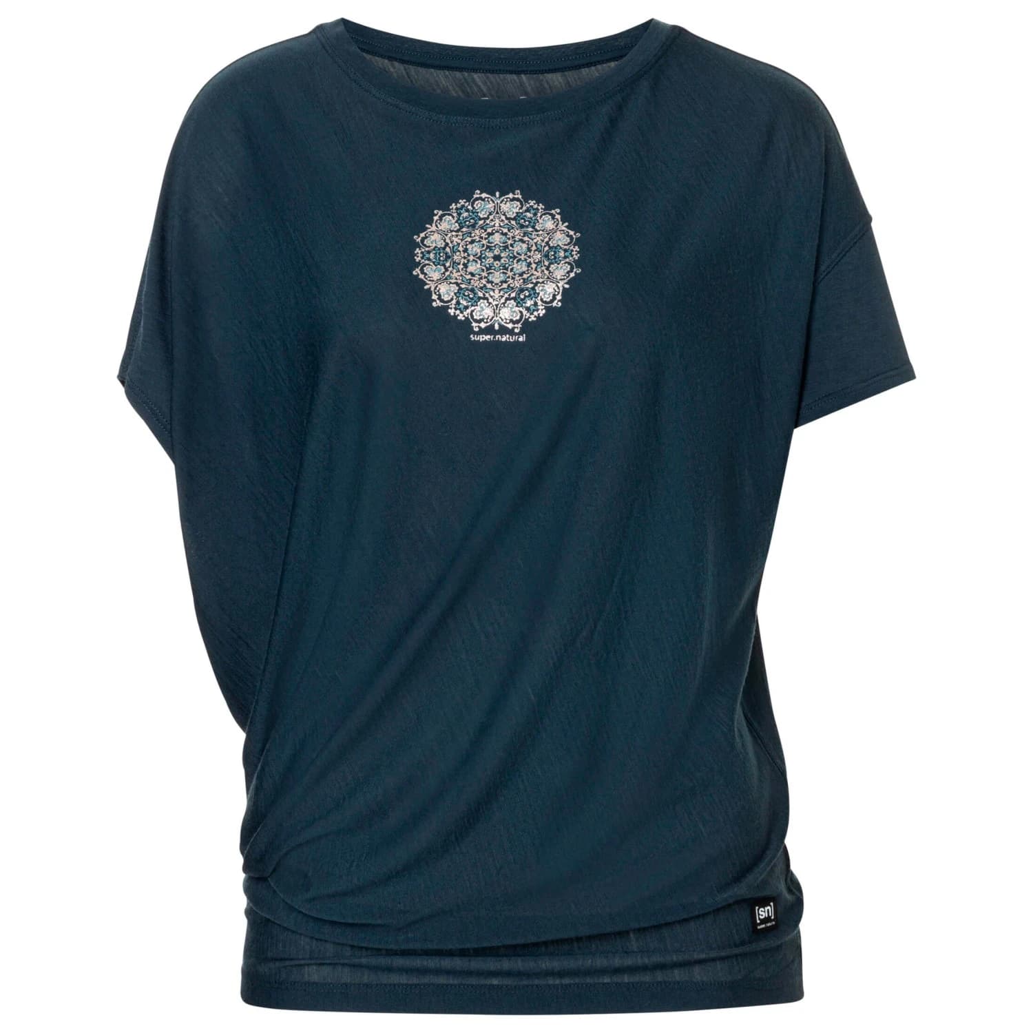 Дамска мериносова блуза super.natural Women's Ornamental Loose Tee Merino shirt - Blueberry / Tapioca GL / Stormy Weather