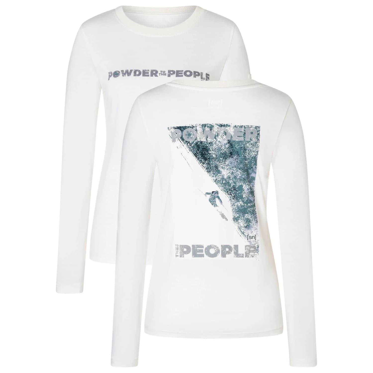 Блуза с дълъг ръкав super.natural Women's Powder To The People Bio Jersey L/S Merino longsleeve - Fresh White / Various