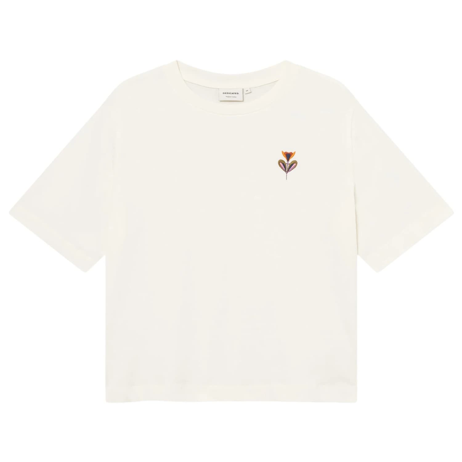 Дамска тениска DEDICATED Women's T-Shirt Vadstena Autumn Harvest EMB T-shirt - Off-White