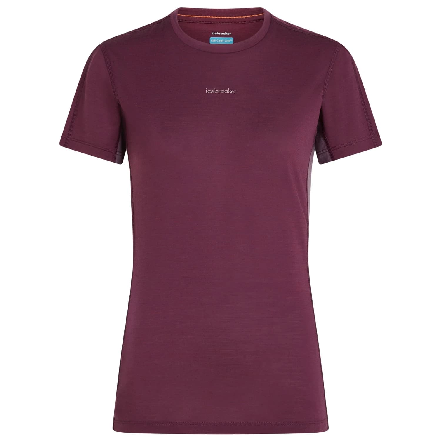 Дамска мериносова блуза Icebreaker Women's Merino Blend 125 S/S Tee Colour Block Merino shirt - Dark Berry / Grey Plum / Cb