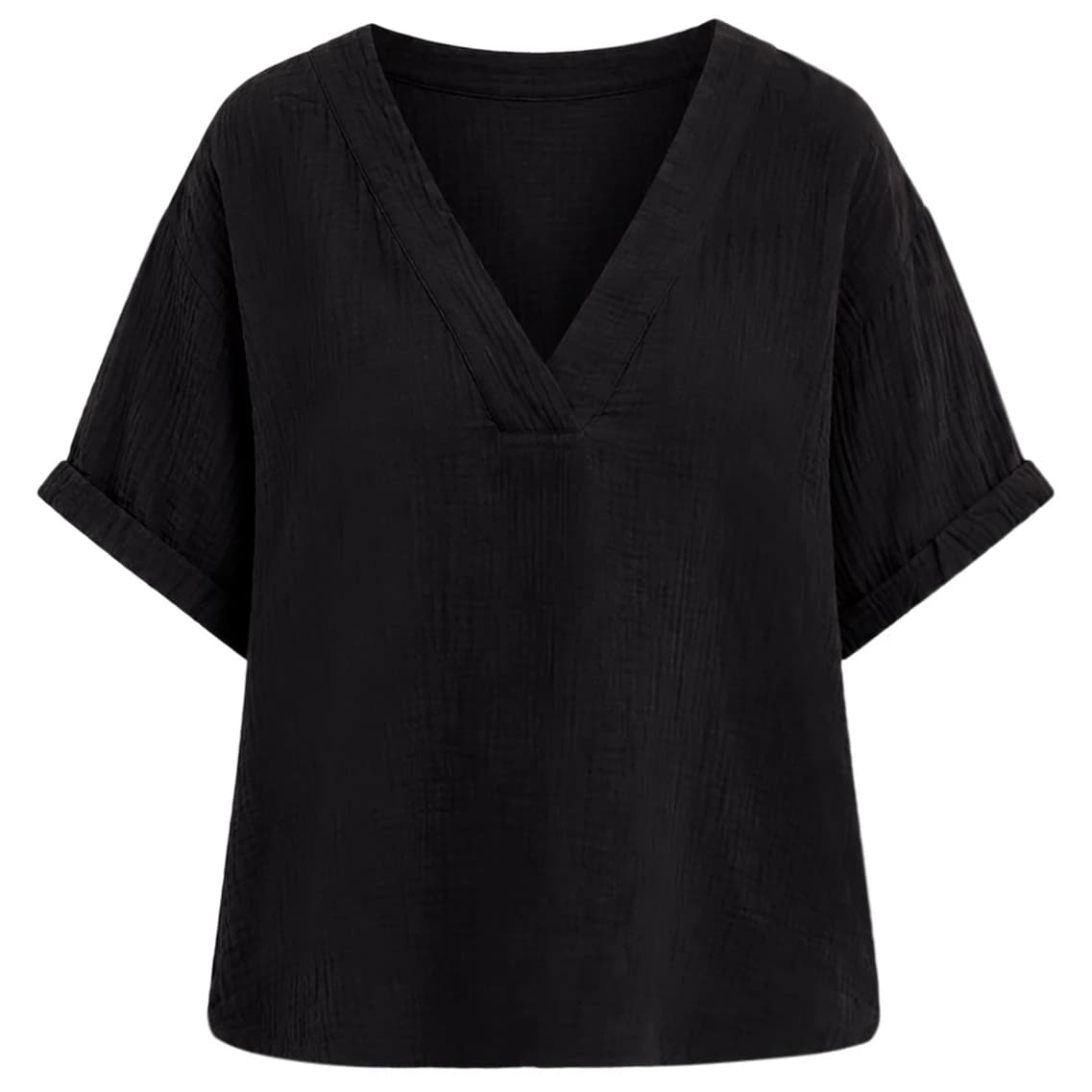 Дамска тениска Seafolly Women's Double Gauze V-Neck Top T-shirt - Black
