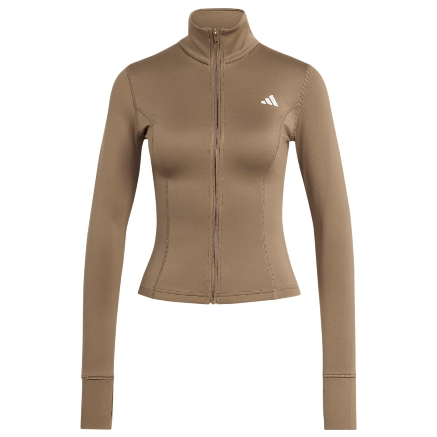 Дамска блуза с дълъг ръкав adidas Women's Workout Essentials Zip Through Jacket Longsleeve - Khaki Six