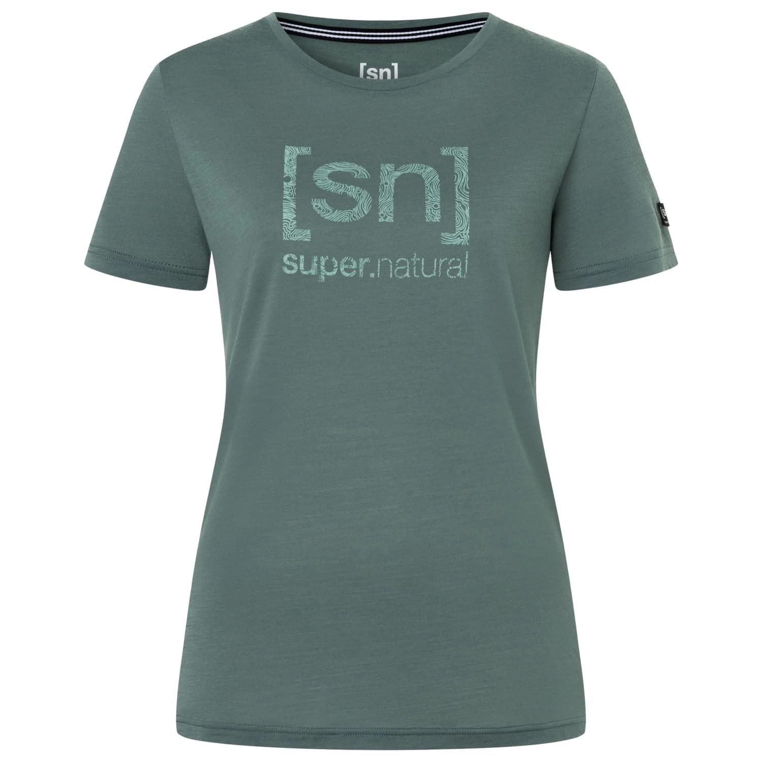 Мериносова блуза super.natural Women's Logo Lines Tee Merino shirt - Balsam Green / Light Jade